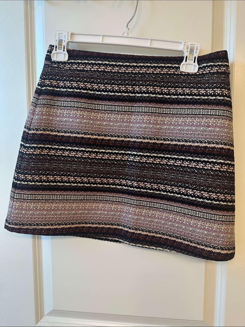 Express Striped Knit Mini Skirt in Black and Mauve